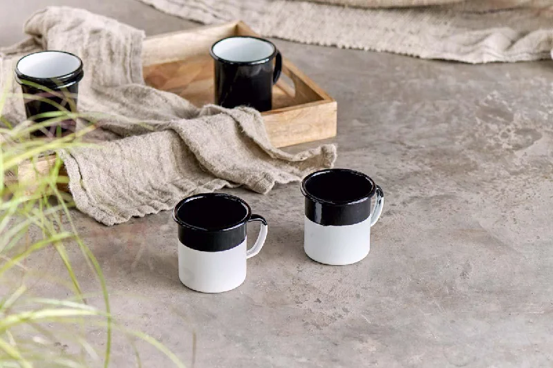 Abessa Dipped Mug - Black & White (Set of 2)