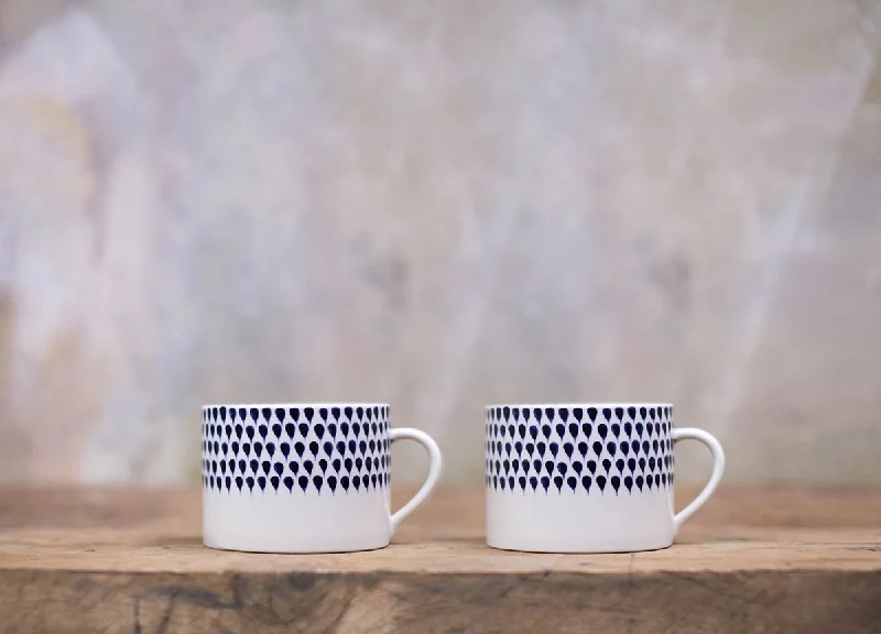 Indigo Drop Mug - Short (Set of 2)