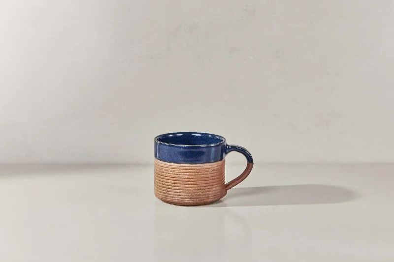 Mali Ribbed Coffee Mug - Navy (Set of 2)