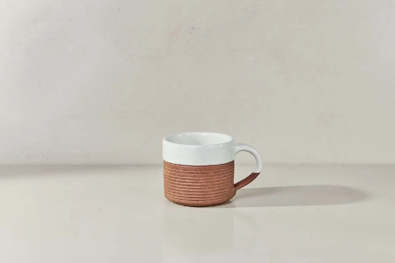 Mali Ribbed Coffee Mug - White (Set of 2)