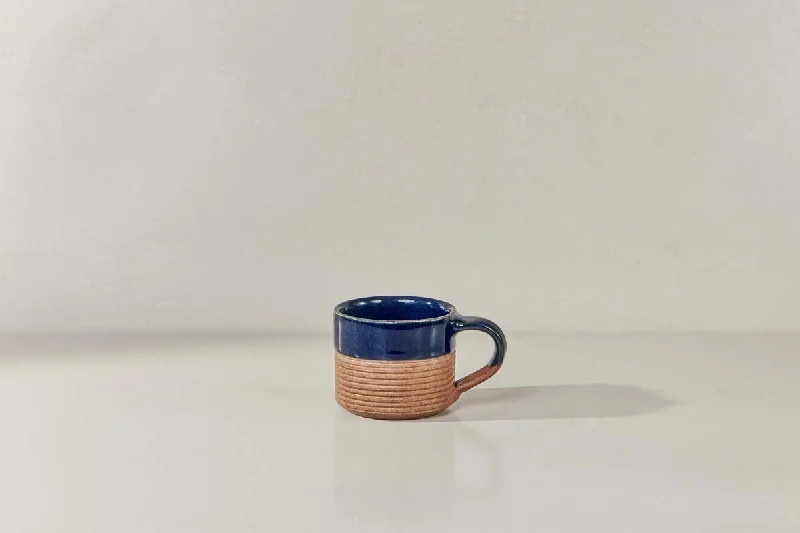 Mali Ribbed Espresso Mug - Navy (Set of 2)