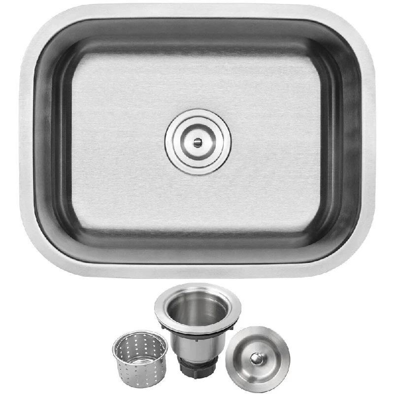 23" Ticor S-505 Stainless Steel 16 Gauge Undermount Single Bowl Kitchen Sink