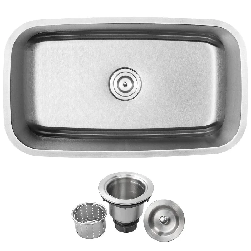 31-1/2" Ticor S-112 Stainless Steel 16 Gauge Undermount Single Bowl Kitchen Sink