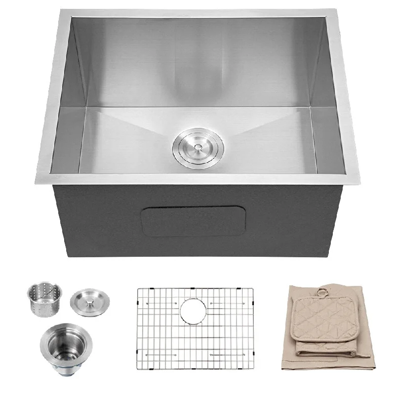 Aurora Decor 21 inch Single Bowl Stainless Steel Kitchen Undermount Sink - 21 x 18