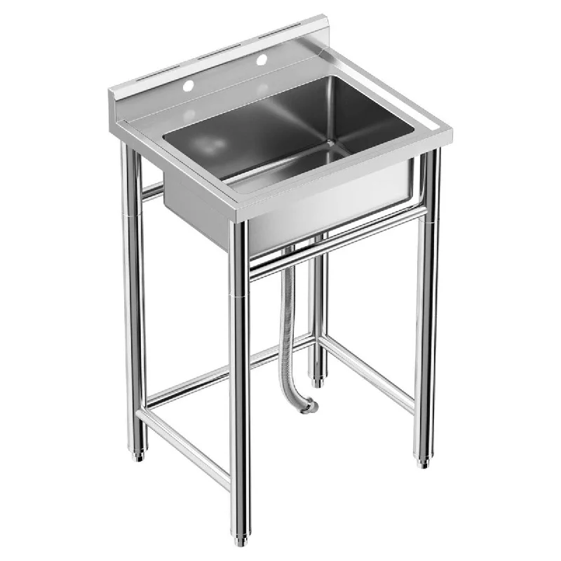 Commercial Kitchen Free Standing Single Bowl Utility Sink - 21 x 21 x 33inch with Faucet