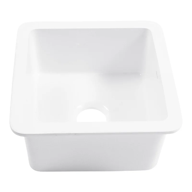 Eden Crisp White Fireclay 18" Undermount Single Bowl Bar Prep Sink with Pfirst Faucet Kit