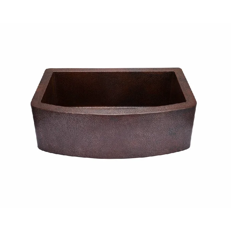 Hahn Copper CO003 Copper 21.88-inch x 33-inch x 10-inch Curved-front Single-bowl Farmhouse Sink