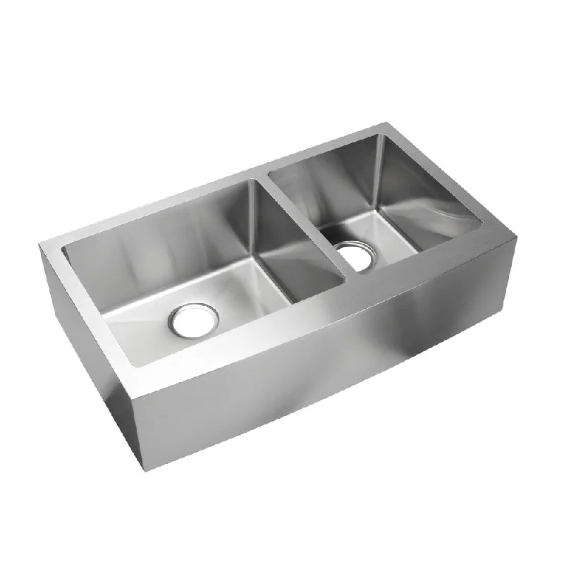 Hahn Series XL 60/40 Double Bowl Farmhouse Sink - Silver