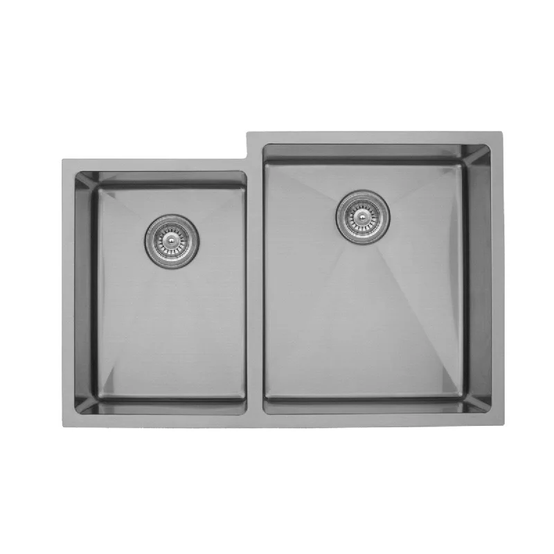 Karran 33" Undermount Double Bowl Stainless Steel Kitchen Sink