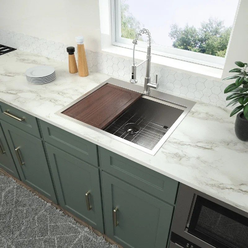 Single Bowl Stainless Steel Kitchen Drop-in Sink