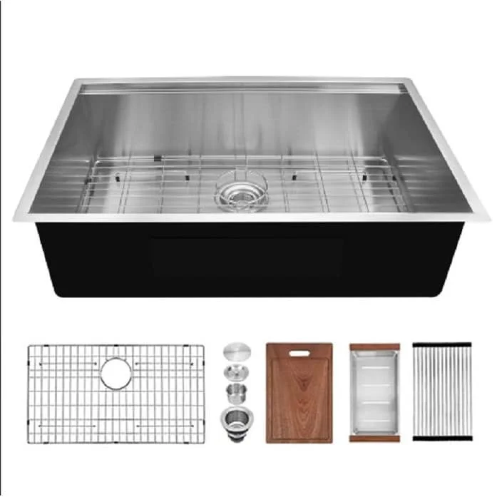 Superbrite Aquacubic cUPC Certified 304 Stainless Steel Single Bowl Undermount Ledged Workstation Handmade Kitchen Sink