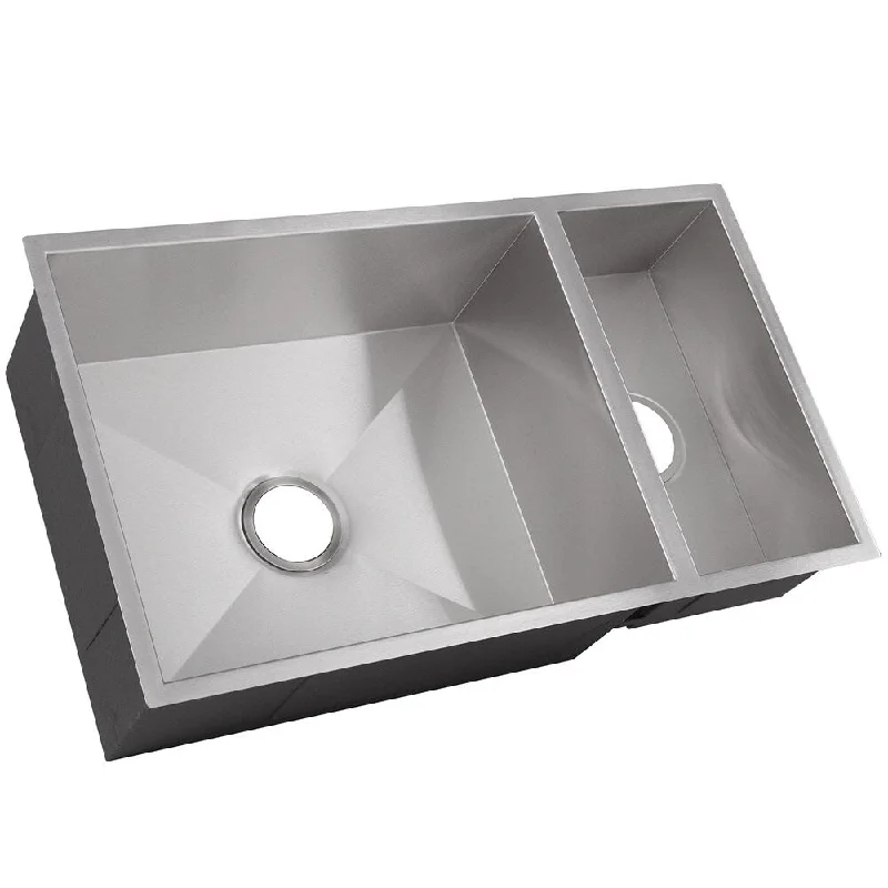 Ticor 32-inch 16-gauge Stainless Steel Double Bowl Zero Radius Undermount Square Kitchen Sink