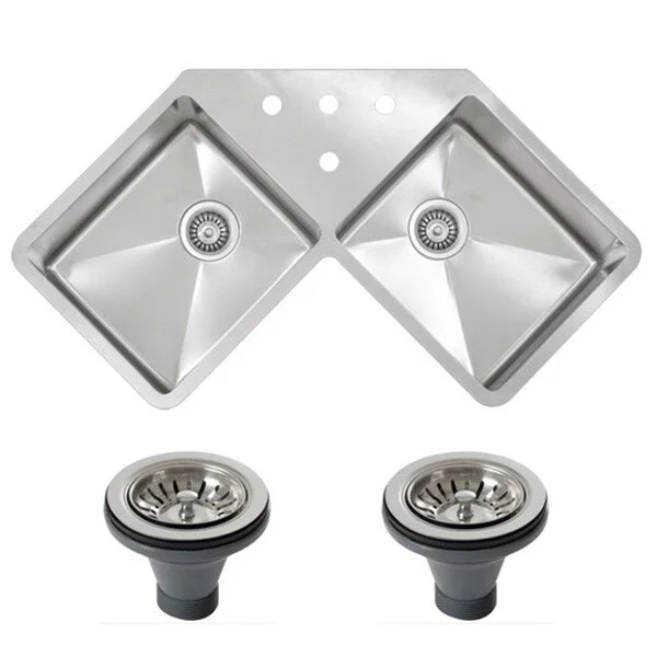 Ticor TR1400BG-DEL Undermount Double Bowl Corner Butterfly Kitchen Sink