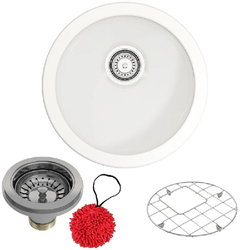 Undermount Fireclay 18" Round Single Bowl Kitchen Sink