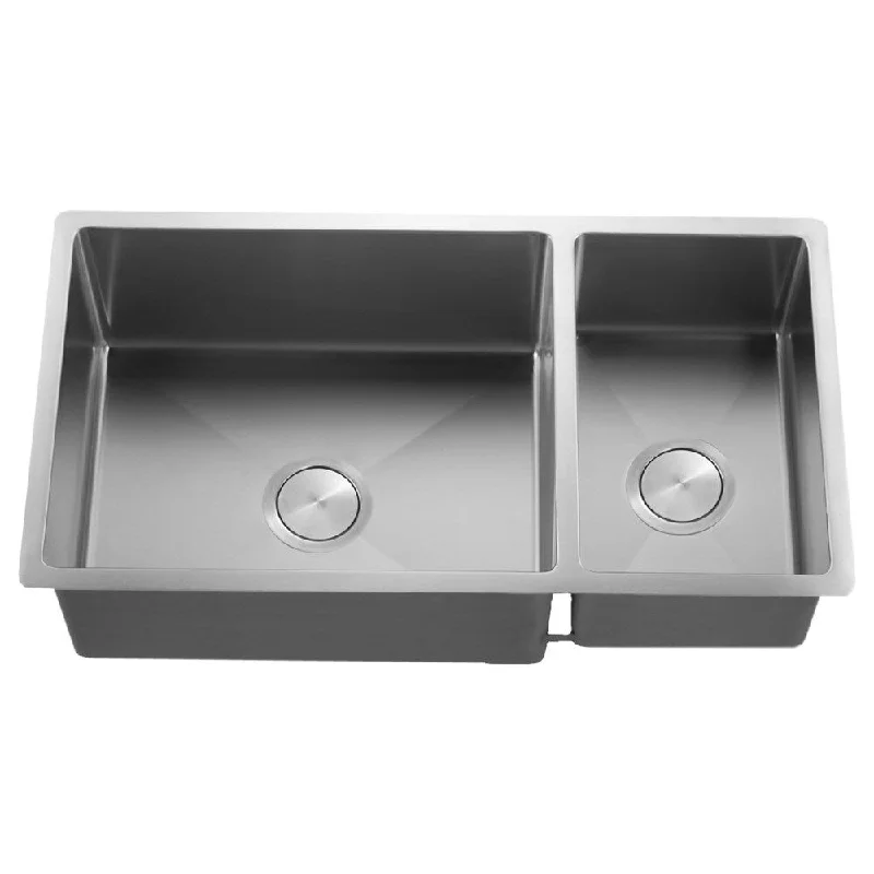 VL 33-inch 18-gauge Stainless Steel Double Bowl Undermount Tight Radius Square Kitchen Sink