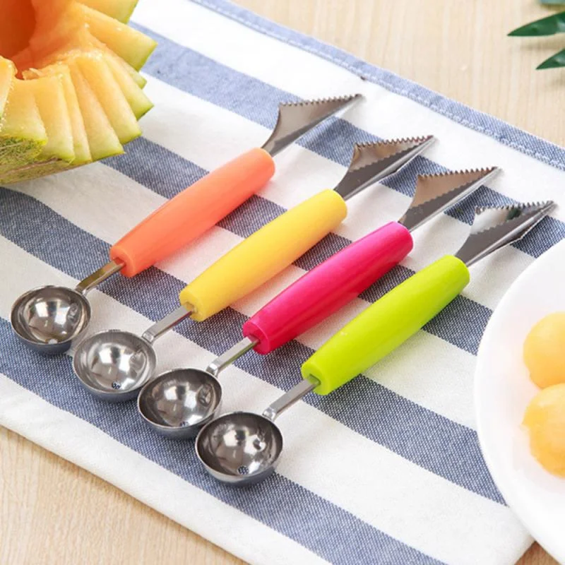 2 In 1 Ice Cream Ball Spoon Double Stainless Steel Carving Knife