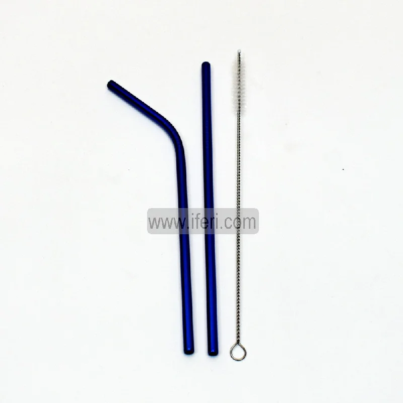 2 Pcs Reusable Stainless Steel Drinking Straw with Cleaner Brush LB6332