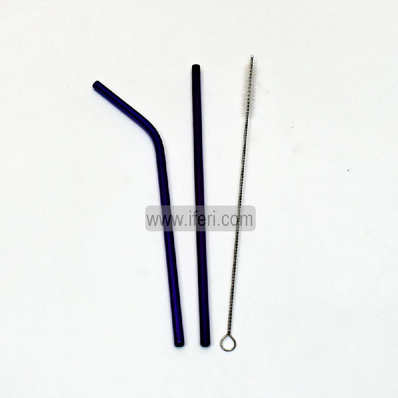 2 Pcs Reusable Stainless Steel Drinking Straw with Cleaner Brush LB6333