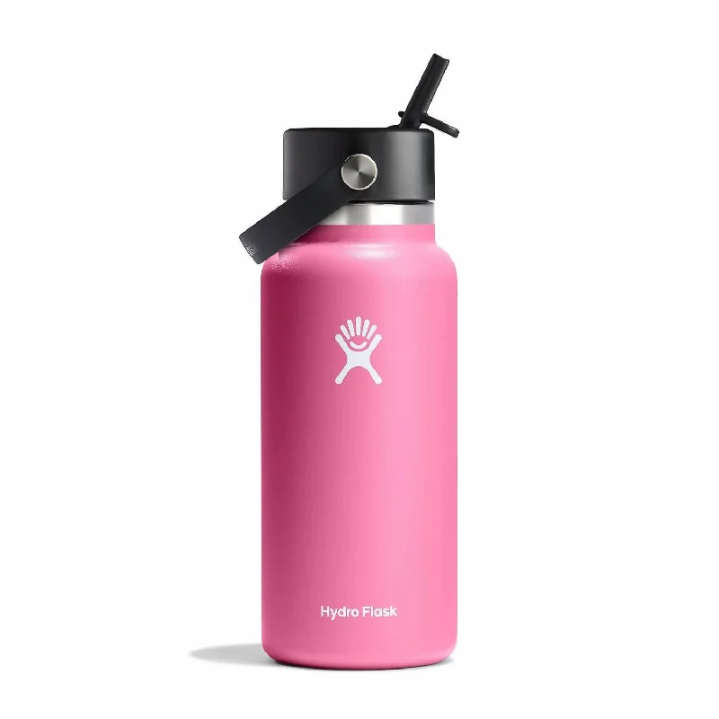 32 Oz Wide Mouth Water Bottle With Flex Straw Cap In Hot Pink