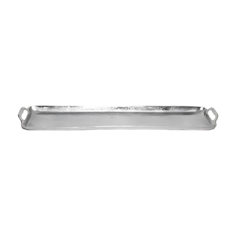 36" Silver Stainless Steel Indoor Outdoor Tray With Handles