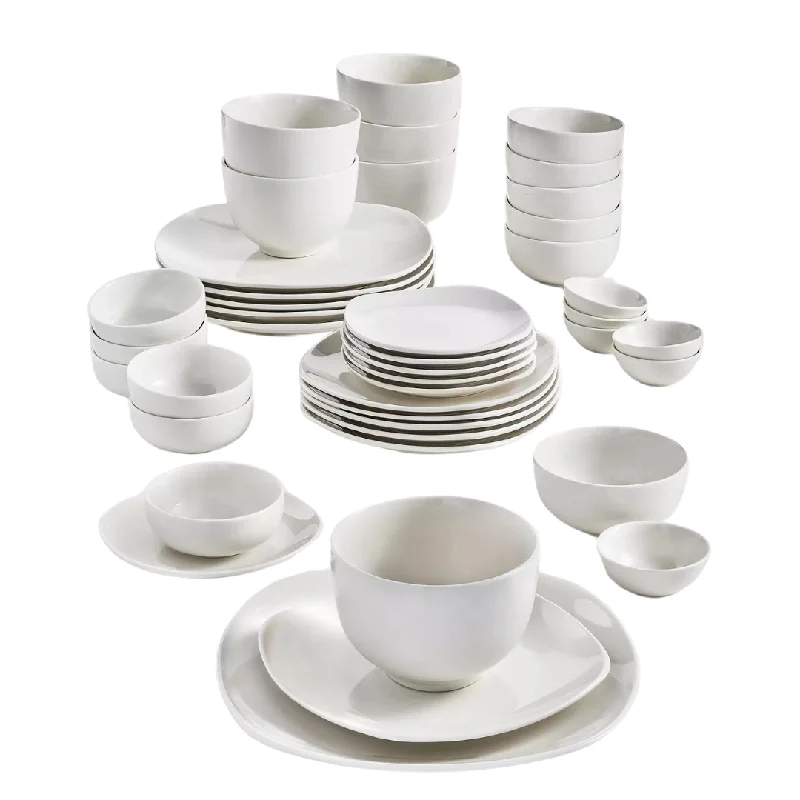 42-Piece Tabletops Unlimited Whiteware Soft Square Dinnerware Set