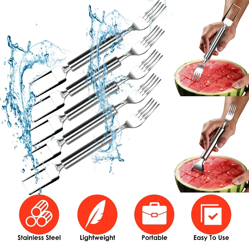 5Pcs 2 in 1 Watermelon Cutter Slicer Fork Knife