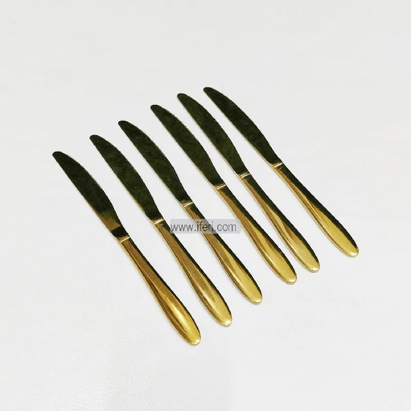 6 Pcs 9 inch Stainless Steel Golden Dinner Knife Set EB9136