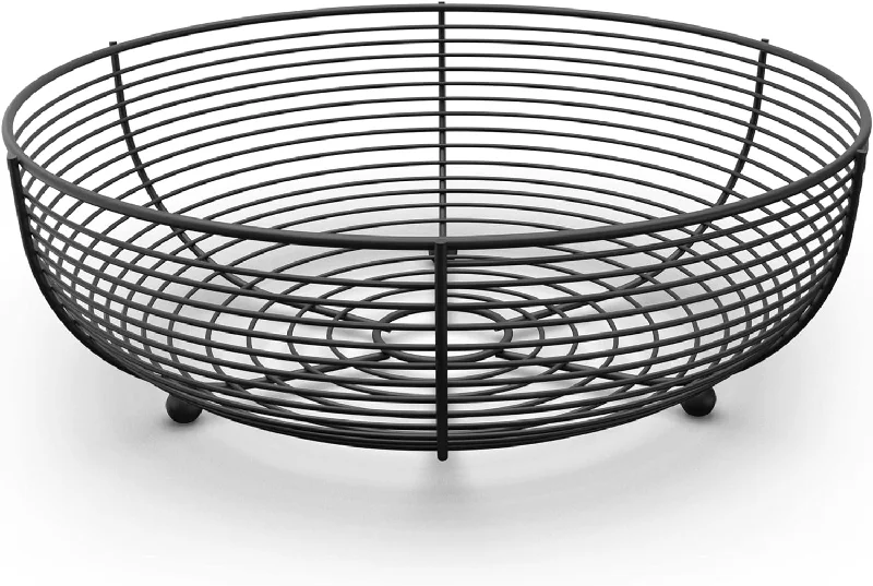 Countertop Fruit Bowl, Wire Basket (Black)