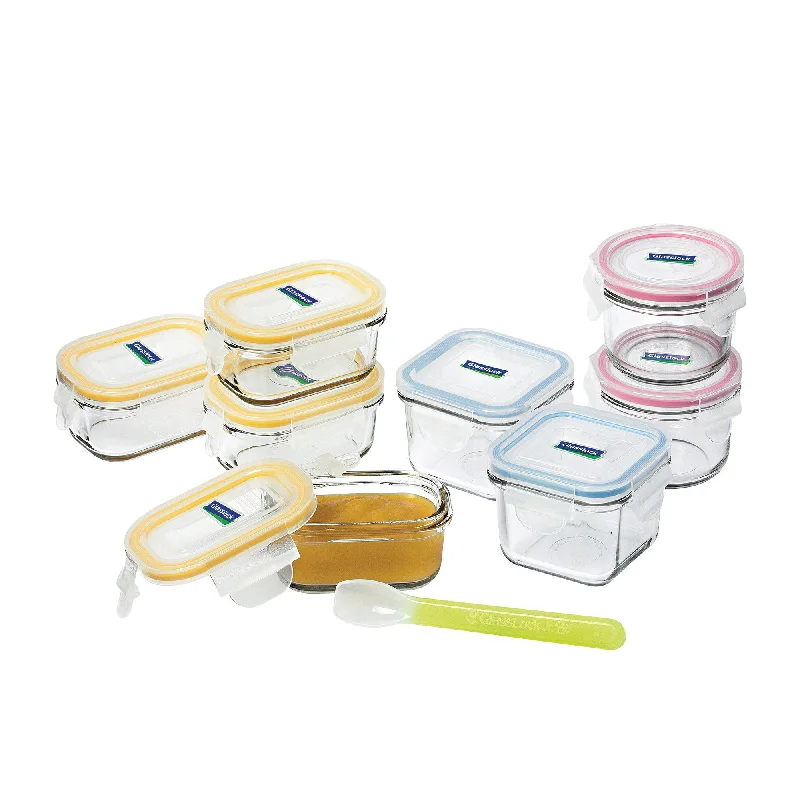 Glasslock Baby Food Container Set 9 Piece with Silicone Spoon