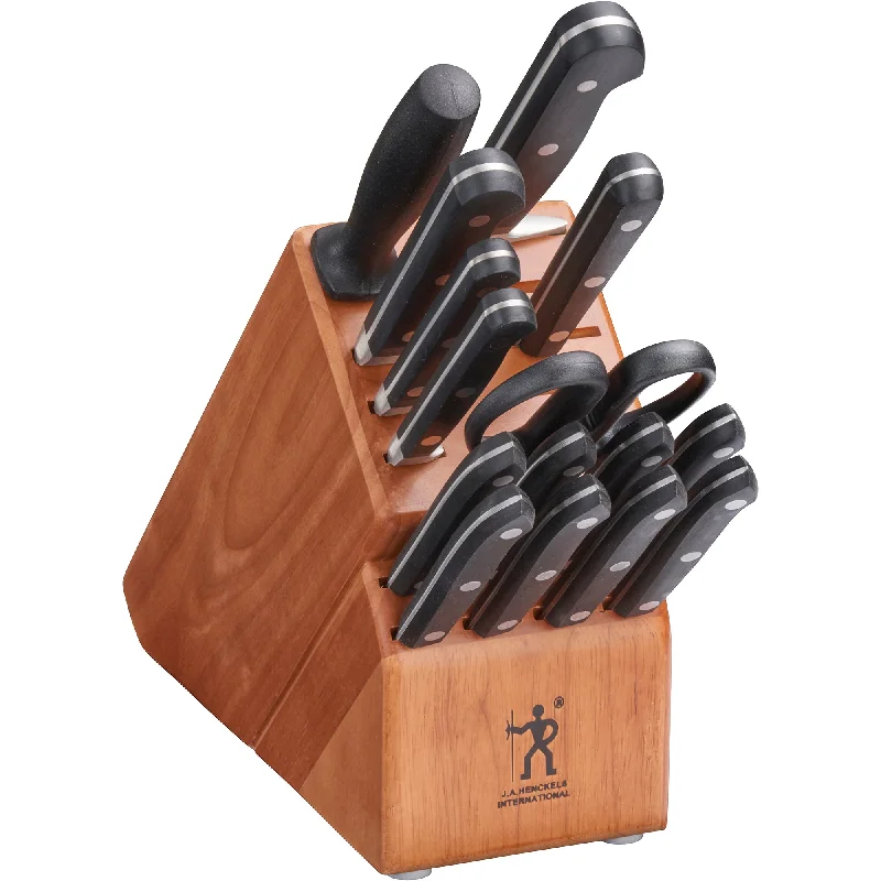 Henckels Classic 16-Piece Knife Block Set, Chef’s Knife, Serrated Utility Knife, Bread Knife, Steak Knives, Black