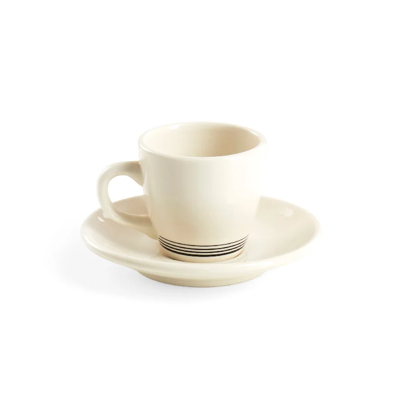 Ivory Glazed Ceramic Mug with Saucer