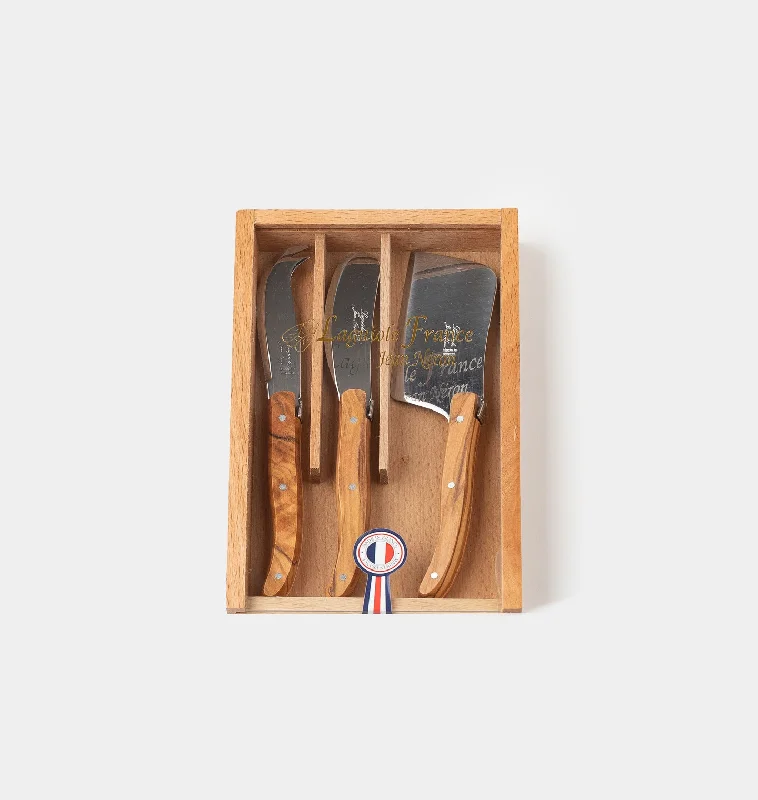 Mini Olivewood Cheese Knife Set S/3