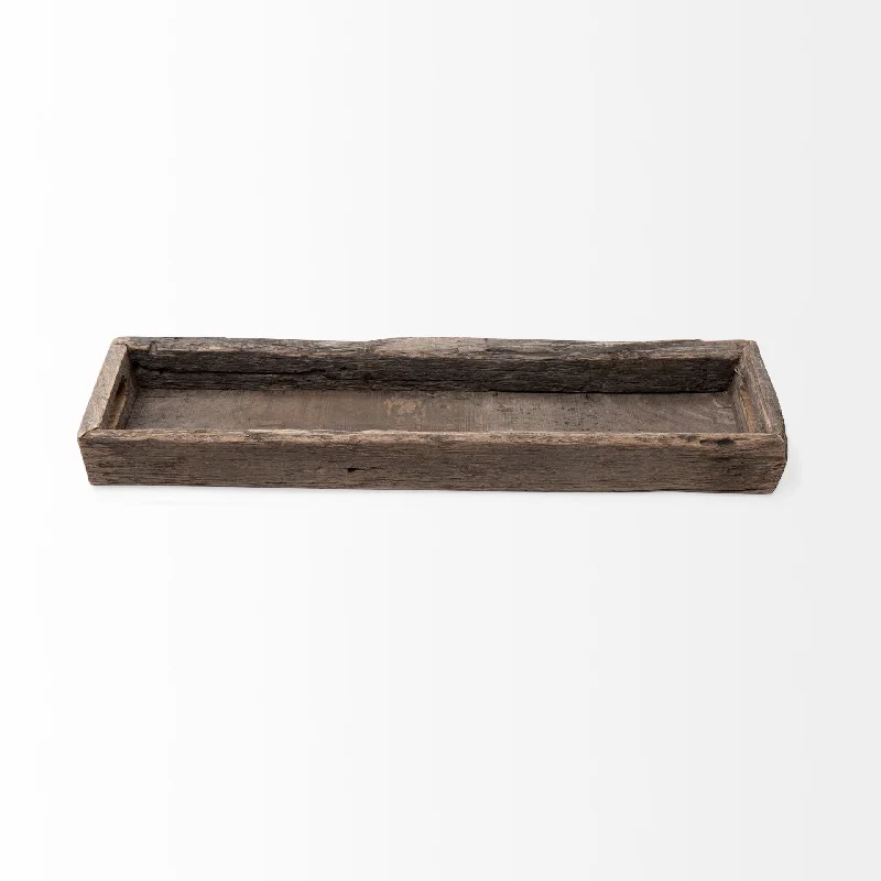 Meduim Natural Brown Reclaimed Wood With Grains And Knots Highlight Tray