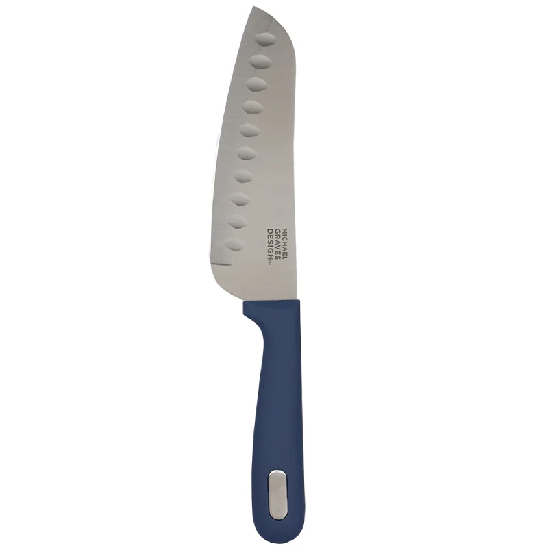 Michael Graves Design Comfortable Grip 5 Inch Stainless Steel Santoku Knife, Indigo