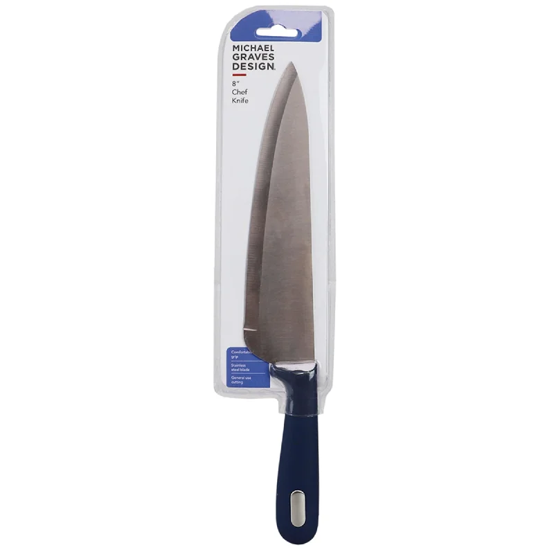 Michael Graves Design Comfortable Grip 8 Inch Stainless Steel Chef Knife, Indigo