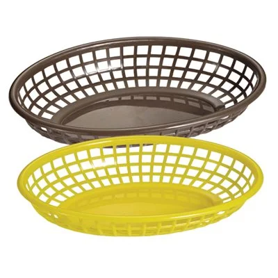 Nella Plastic Oval Basket, Brown, 9.3" x 5.8" x 2"