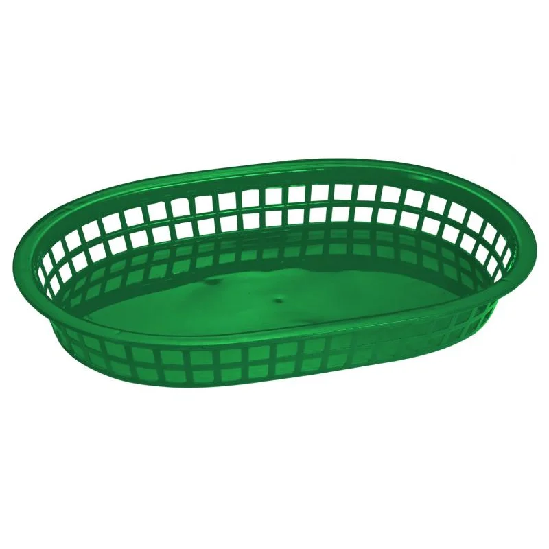 Nella Plastic Oval Basket, Green, 10" x 7" x 1.5"