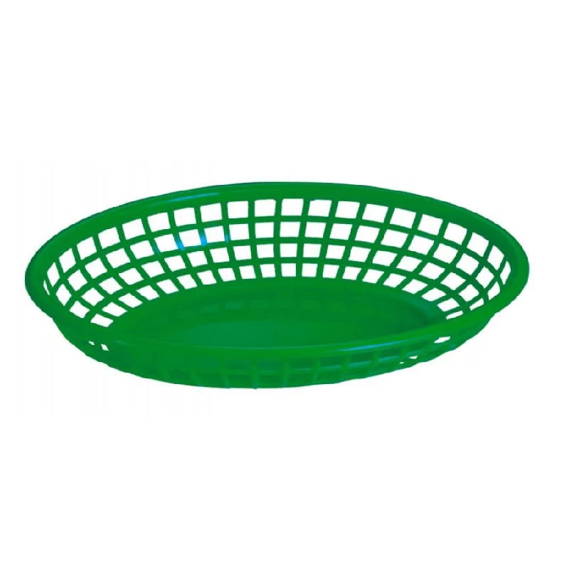 Nella Plastic Oval Basket, Green, 9.3" x 5.8" x 2"