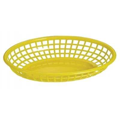 Nella Plastic Oval Basket, Yellow, 9.3" x 5.8" x 2"