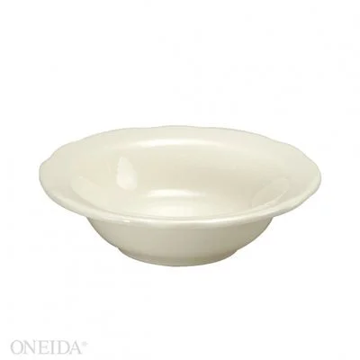 Oneida Caprice 10.5 Oz Scalloped Edge China Grapefruit Bowl with Manhattan Black Band 36 /Case