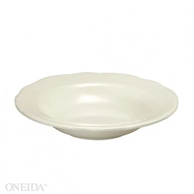 Oneida Caprice 18.5 Oz Scalloped Edge China Deep Soup Bowl with Manhattan Black Band 24 /Case