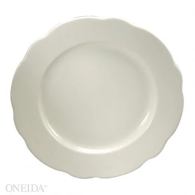 Oneida Caprice 9.6" Scalloped Edge China Plate with Manhattan Black Band 24 /Case