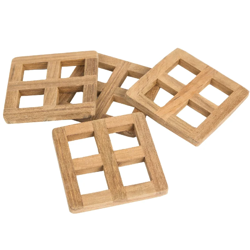 set of four 3.00 " Square Wood Coaster