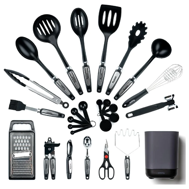 Smirly Silicone Kitchen Utensils Set & Holder