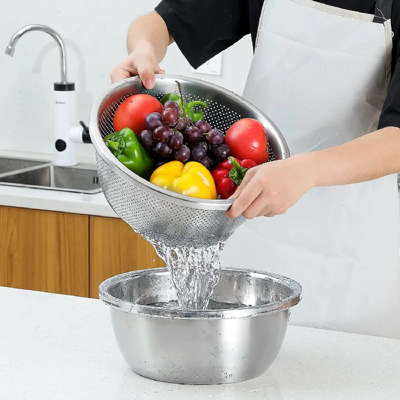 Stainless Steel Colander with 5 Quart Mixing Bowl