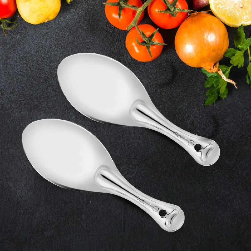 Vinod Stainless Steel Rice Server, Rice Spoon, Rice Chamcha, Ideal for serving rice & biryani, Set of 2, Size 22cm, No 1