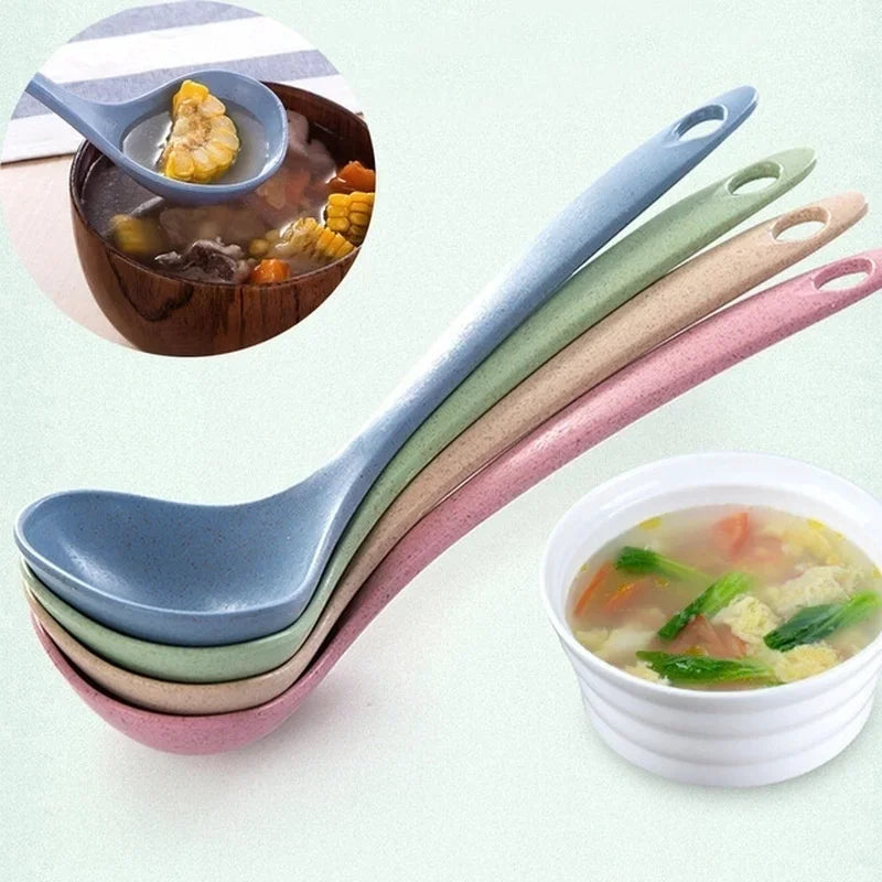 1pcs Wheat Stalk Spoon Tablespoons Household Utensils Spoons Plastic Large Soup Long Porridge Rice DinnerScoop Kitchen Tools