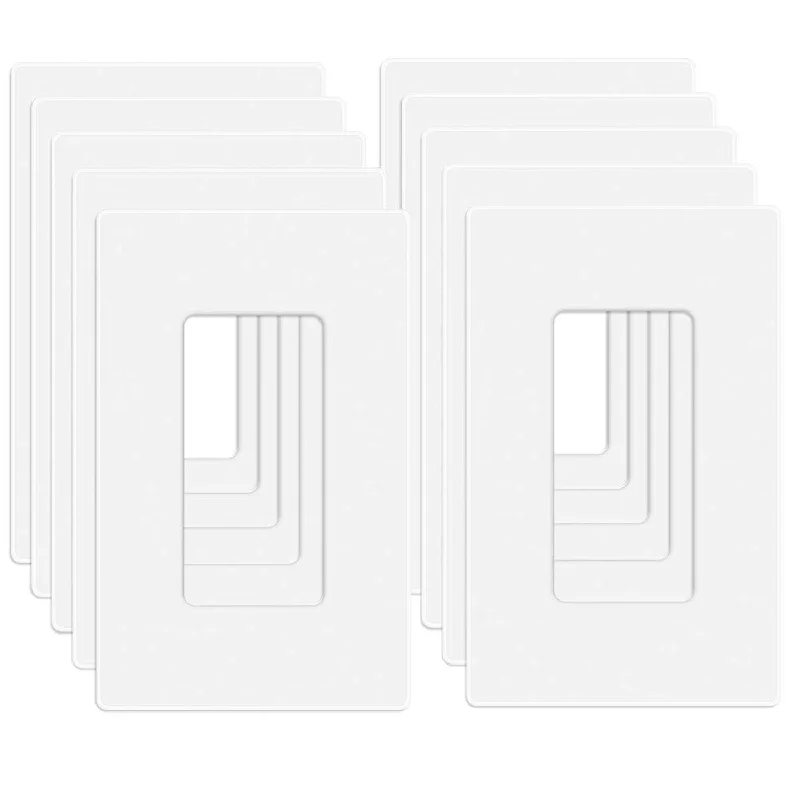 20 Pack 1-Gang Screwless Wall Plate, Decora Outlet Cover Plates, 4.57” H X 2.7