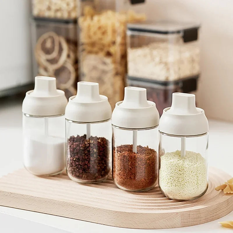 250ml Spice Jar Spice Bottle Salt Pepper Jar Seasoning Jar Moisture-proof Lid Spoon Seasoning Container Kitchen Seasoning Bottle