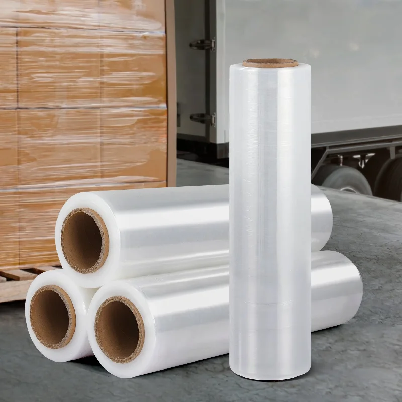 500mm x 400m Stretch Film Pallet Shrink Wrap 4 Rolls Package Use Plastic - Clear